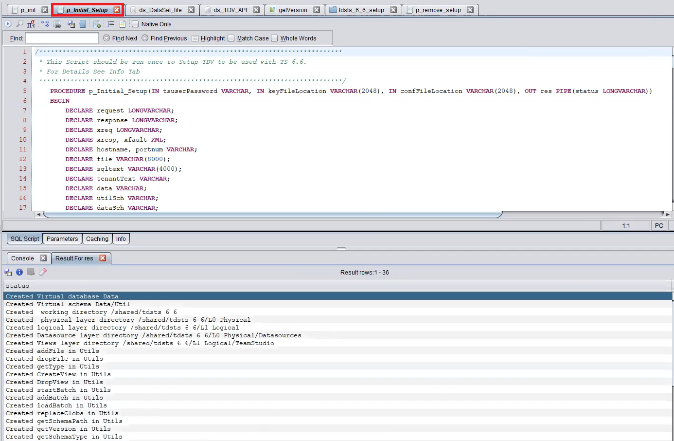 p_inital_setup results tab